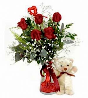 Vazoda 5 Gül Ve Ayıcık